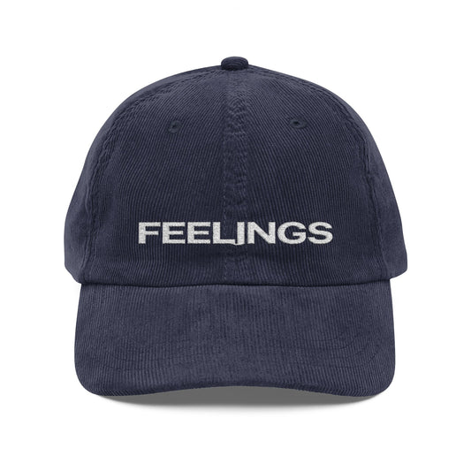Corduroy Cap — Embroidered "FEELINGS" Vintage Baseball Hat