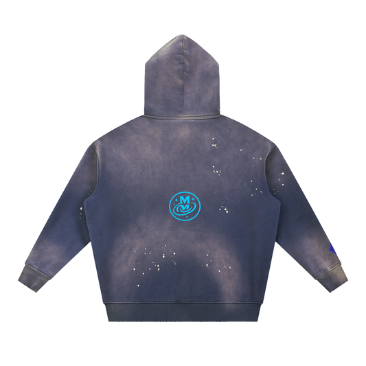 Vintage Washed Frayed Fleece Hoodie