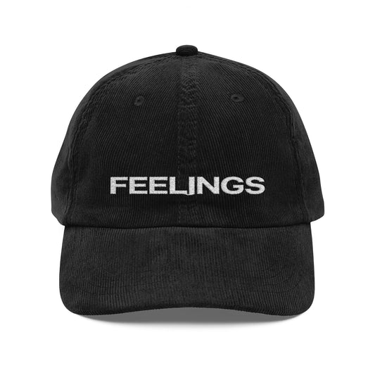 Corduroy Cap — Embroidered "FEELINGS" Vintage Baseball Hat