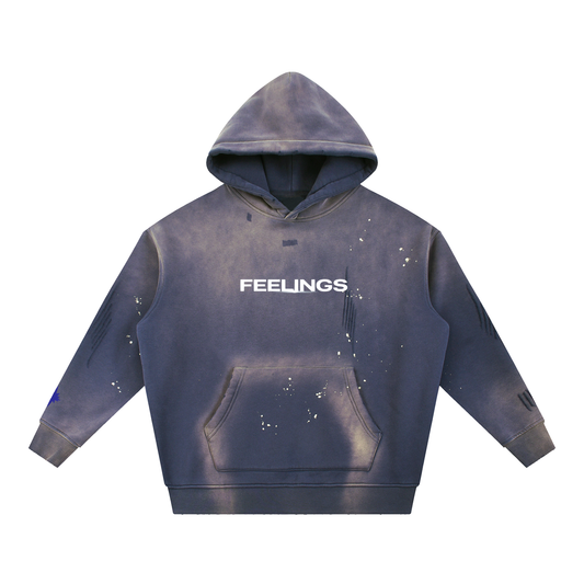 Vintage Washed Frayed Fleece Hoodie